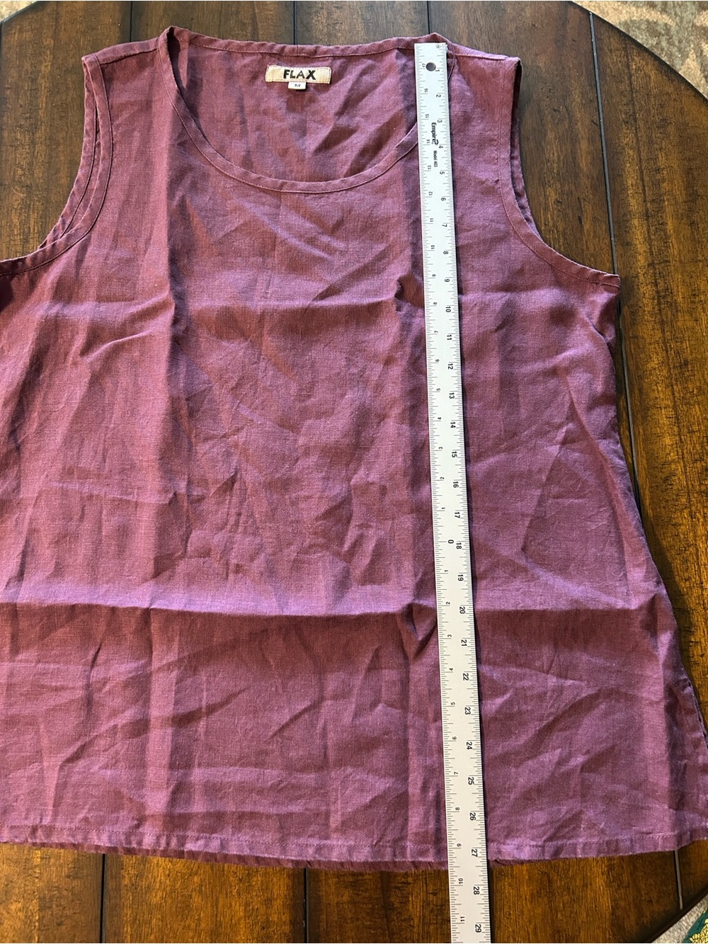 Flax Linen Sleeveless Tank Top in Plum - Picture 8 of 9